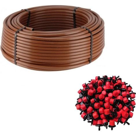 TROPFROHR 16 MM X 100 M BRAUNE FARBE  100 VERSTELLBARE TROPFER 0 BIS 40 LH  EXCLUSIVES ANGEBOT
