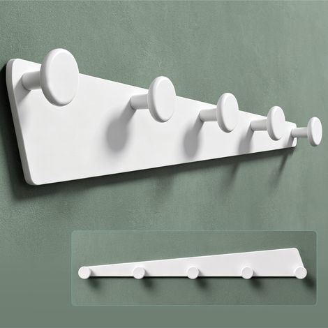 Mai & Mai Porte Manteaux Mural en Alliage d’Aluminium pour Salle de Bain Cuisine Chambre Entrée Accroche Serviette 5 Crochets Patère Murale Anti-chute Blanc 400×50×3 MM Stalo-18 (1/5)