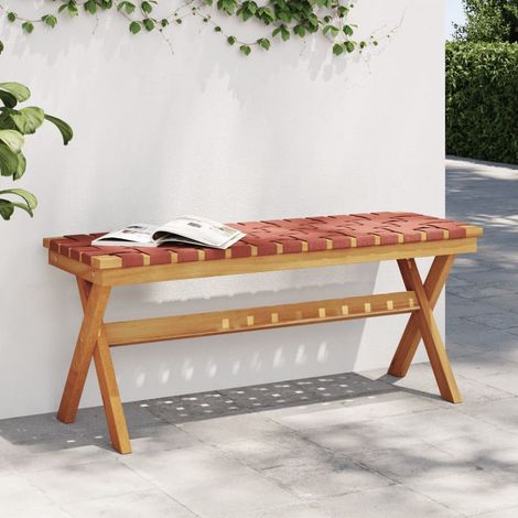 Vidaxl – Banc de jardin rouge en bois d'acacia massif – Assise en tissu résistant – Conception avec sangles pour confort – Capacité 110 kg (1/5)