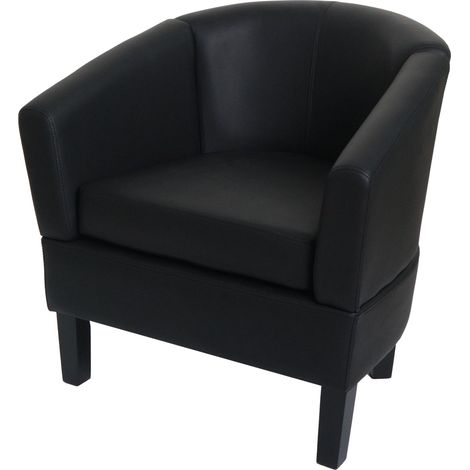 Fauteuil lounge HWC-O17, fauteuil club fauteuil cocktail, certifié MVG similicuir - noir (1/5)