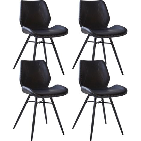 Set mit 4 Esszimmerstühlen Beau Industriell Schwarzes Kunstleder