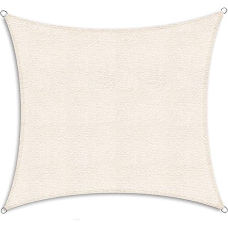 Toile d'ombrage - Filet de protection solaire - Toile d'ombrage carrée - Pique-nique - Tissu pare-soleil - Camping - Ensemble de pique-nique - Parasol de jardin - Blanc cassé - 3 x 4 mètres - Tissu Ox (1/4)