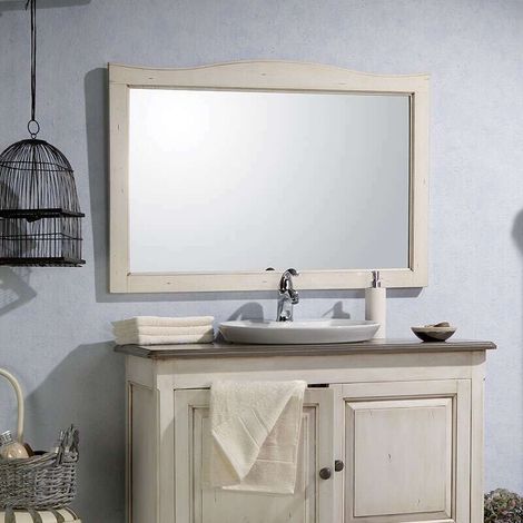 Specchio da bagno - 140 cm in Acacia bianca invecchiata - Garriguo