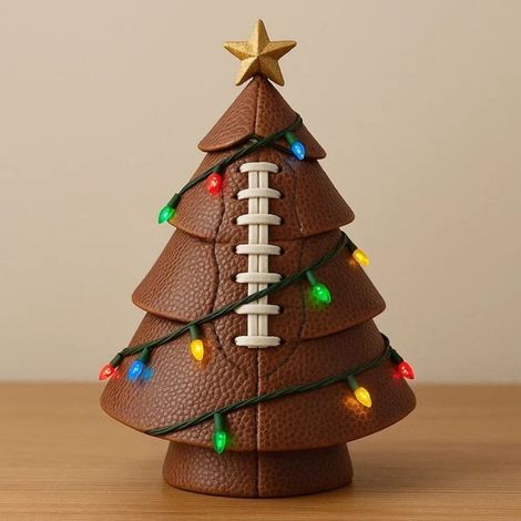 Sculpture Arbre De Noël En Forme De Ballon De Football - Décoration Festive Pour Salle De Jeux Et Cave À Homme - Lot De 1 (1/2)