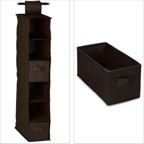 Pratica mensola appendiabiti 82 x 14,5 x 30 cm con 6 scomparti moderna in tessuto grigio 130005870
