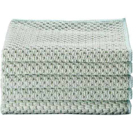 Torchons de cuisine, lot de 5, verts, en microfibre, super résistants (1/5)