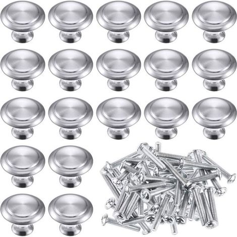 Lot de 15 boutons de porte ronds en forme de champignon en acier inoxydable pouRôtiroir, porte, armoire, cuisine Argenté 2.4 x (1/5)