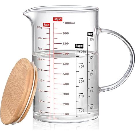 Verre Doseur, Verre Doseur 1000 Ml Avec Poignée Et Couvercle Pour La Cuisine Ou Le Restaurant (1/5)