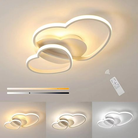 Plafonnier LED cœur 64W – Éclairage réglable 3 modes 3000K/4500K/6500K – Avec télécommande – Blanc (1/5)