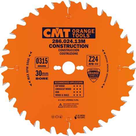 286.024.13M LAME CIRCULAIRE POUR CONSTRUCTION AVEC LIMITEUR HW 315x3.2/2.2x30 Z24 5'ATB (1/4)