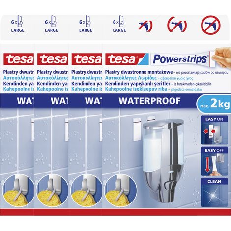 Bandes adhésives imperméables TESA pour montage, grand format jusqu'à 2 kg, lot de 6 x 4