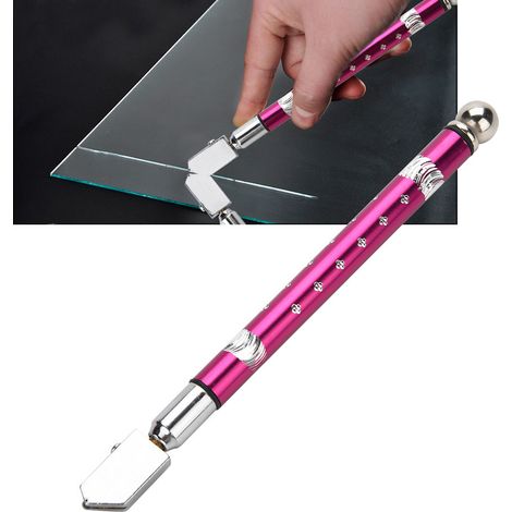 Coupe-verre portable à molette avec poignée antidérapante pour la découpe de verre de 3 à 15 mm (violet) (1/5)