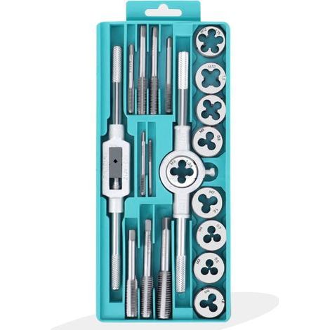 Coffret Tarauds et Filières, Outil Pour Tarauder Métrique 20 Pièces, Filetage Extracteurs de Vis, M3-M12 en Acier, Outils de filetage Clé Vis outils avec Étui de Rangement (1/5)