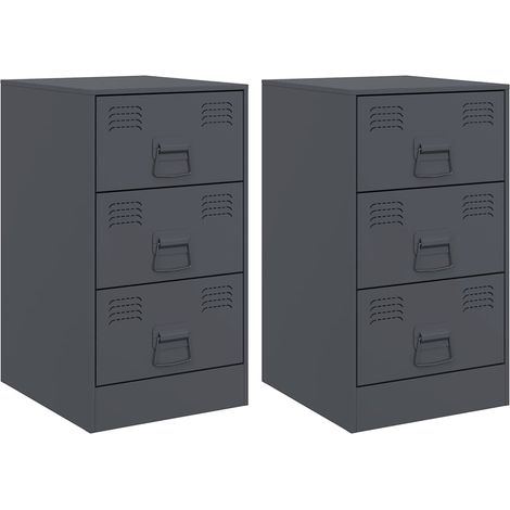 Maison Exclusive - Nachttische 2 Stk. Anthrazit 34,5x39x62 cm Sta