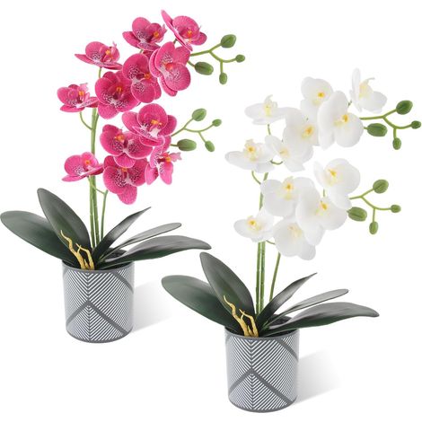 2 Pièces Orchidées Artificielles 50cm Fleurs Artificielle en Pot (1/5)