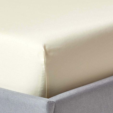 HOMESCAPES Cream Egyptian Cotton Fitted Sheet 1000 Thread Count, Single - Cream