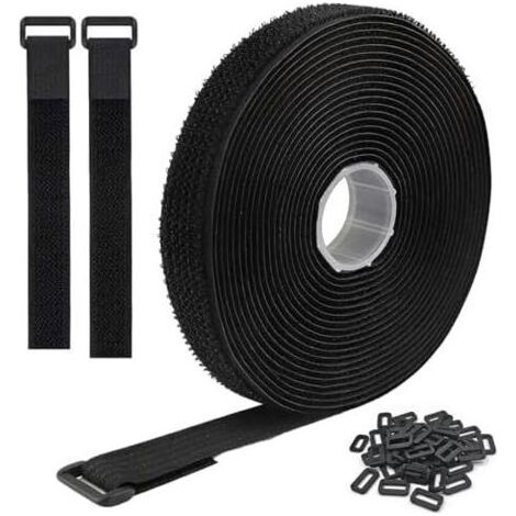 Sangles de Câble Réglables 10mx2cm Avec 50 Boucles Attache Cable Scratch Réutilisable Collier Câblage Découpables Bande pour Attacher Câbles,Tuyaux,Conduits - (1/5)