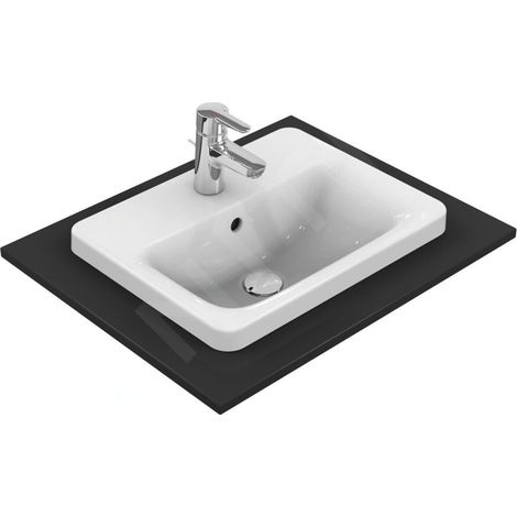 Ideal Standard Connect - Vasque encastrée, 500x390 mm, avec trop-plein, 1 trou pour robinetterie, Ideal Plus, blanc E5043MA (1/2)