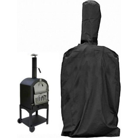 Housse de protection pour four à pizza d'extérieur, housse de protection pour four de jardin avec cordon de serrage, imperméable, anti-poussière, en Oxford noir, 45 × 65 × 165 cm (1/5)