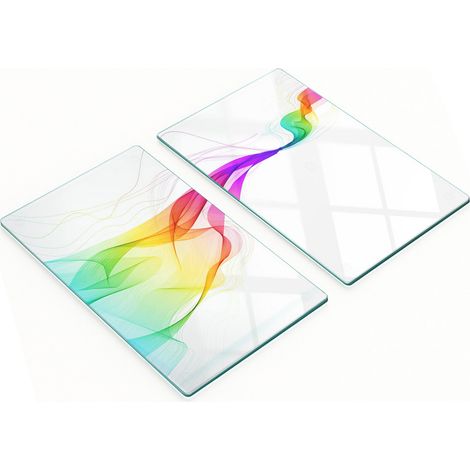 Tableros de vidrio duraderos y elegantes con un colorido estampado abstracto de 2x30x52 cm.