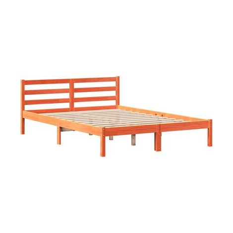 Lit bibliothèque sans matelas, finition cire brune, 140 × 190 cm, en pin massif, pin massif durable, meuble de chambre, design contemporain, montage facile (1/5)