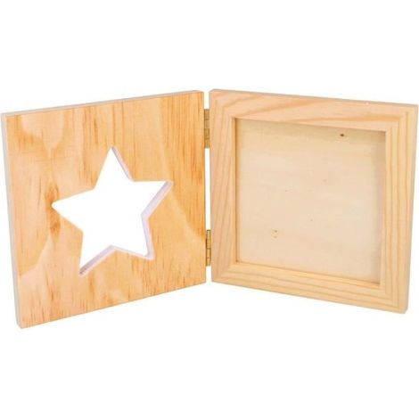 Cadre photo pliable - Artemio - 12,5 x 25 cm - Bois - Motif étoile - Mixte