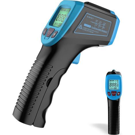 Thermometre Infrarouge, Pistolet De Temperature Laser Numerique Sans Contact 58 °F A 1112 °F ( 50 °C A 600 °C) Avec Ecran Lcd, Bleu, Bleu (1/4)