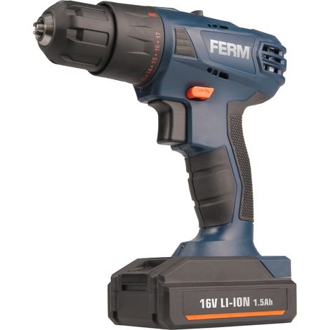 FERM - Trapano avvitatore a batteria - 16V - 1.5Ah - Lampada da lavoro LED