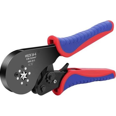 Pince à sertir, pince à sertir pour cosses électriques 0,08-16 mm, pince à sertir pour cosses de câbles, pince à sertir à cliquet, pince électrique à cliquet auto-ajustable, pince à sertir de précisio (1/5)