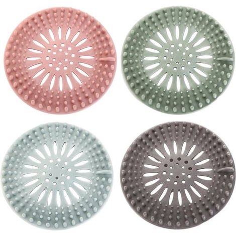 Lot de 4 crépines de bonde de salle de bain, bouchons de bonde de douche, protections de bonde de douche, bouchons anti-cheveux en silicone pour salle de bain, baignoire, douche et lavabo (1/5)