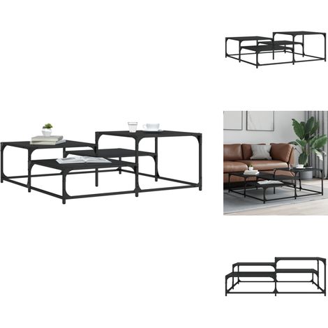 Table basse noir 107x107x40 cm bois d'ingénierie - Table Basse - Meuble Salon - Table D'appoint - Design Industriel - Table Carrée (1/5)