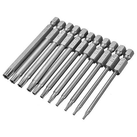 Jeu de 11 embouts de tournevis Torx, tige hexagonale 1/4 pouce T6-T40, tête Torx magnétique, embouts de tournevis de sécurité pour perceuse électrique-AquaForge (1/5)