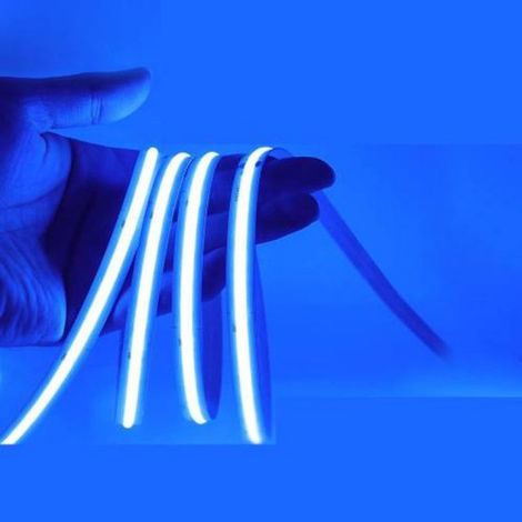 Bande lumineuse LED flexible bleue 24 V, 5 m, 320 LED/m (1600 LED au total), idéale pour les fêtes, les bars, les étagères et la décoration intérieure. (1/2)