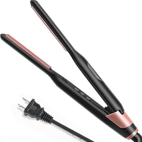 Petit fer à lisser pour cheveux courts, fer à lisser crayon à température réglable, chauffe rapide, lisseur à barbe double tension avec revêtement en céramique tourmaline (1/4)