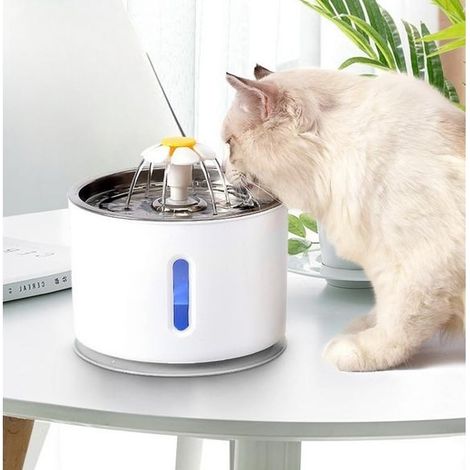 Fonte d'eau pour chats avec acier inoxydable avec indicateur de niveau d'eau et indicateur LED. (1/3)