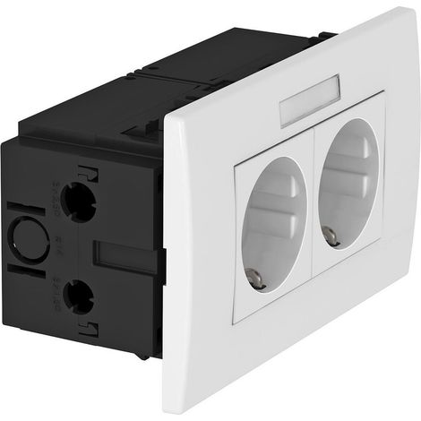 OBO Bettermann Unidad de enchufe Módulo 45, 2 veces 84x140x59mm Policarbonato blanco puro RAL 9010, 6119427