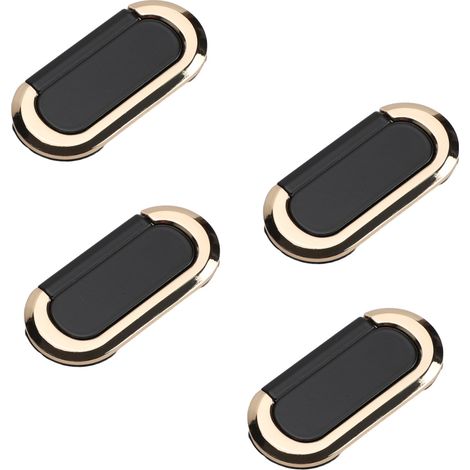 4 poignées de tiroir escamotables, alliage de zinc, noir, 74x35x7 mm, entraxe 64 mm, pour placards et armoires (1/5)