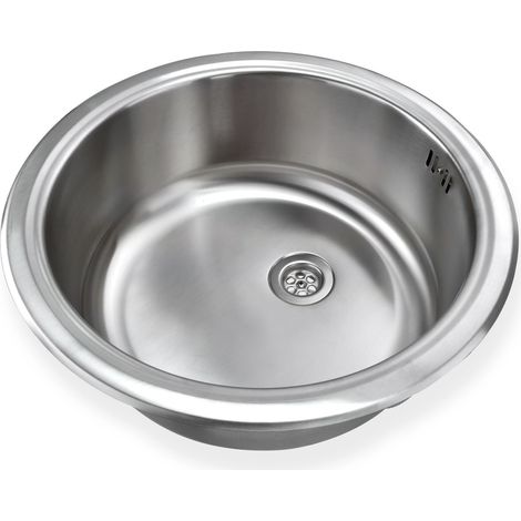 Einbauspülbecken Chrom rund aus Edelstahl mit Ablaufsieb "Ronda 1" (1/5)