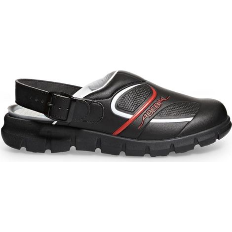 Scarpe da Lavoro OB, A,E,FO SRC, Microfibra A, Nero, Resistente, Cinghino Tallone Regolabile, Adatto Cucina, HACCP - nero / rosso, 39 (1/4)