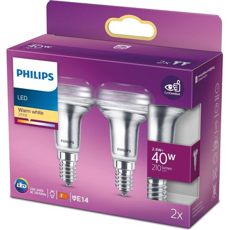 Philips LED Riflettore, 2 pz, equivalente a 40W, attacco E14, Luce Bianca calda (1/4)