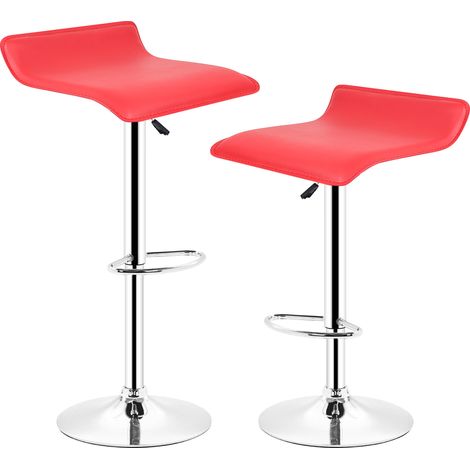 Barhocker, 2er set Barhocker, 360°drehbar, einstellbar mit Fußstütze ,Rot