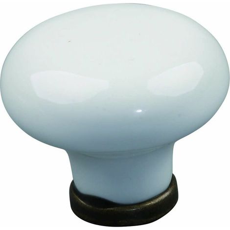 Bouton de meuble finition laiton porcelaine céramique beige 30mm à visser Vintage Antique Style Porte Poignée Commode Tiroir Armoire Maison (1/2)