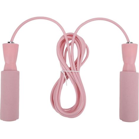 Corde à sauter en fil d'acier réglable avec double roulements pour hommes, femmes et enfants, rose (1/5)