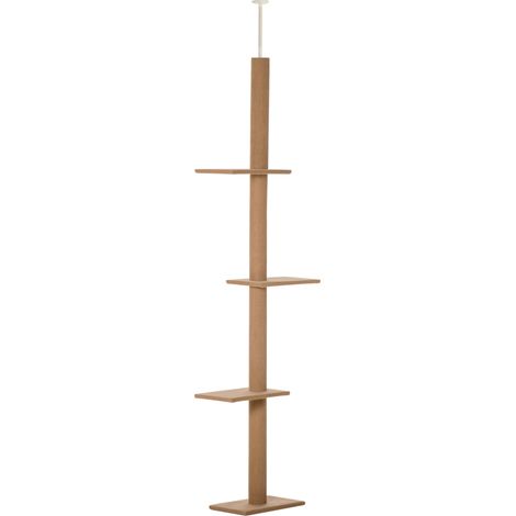 Árbol rascador para gatos ajustable en altura 43 x 27 x 228-260 cm marrón claro HOMVRA (1/5)