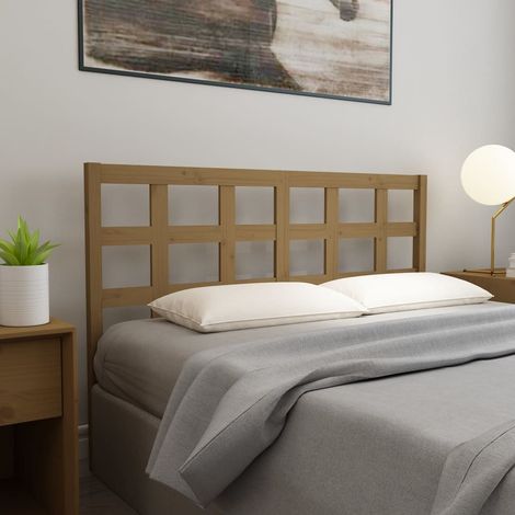 Cabecero de cama madera maciza de pino marrón miel 156x4x100 cm vidaXL (1/5)