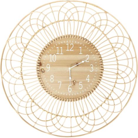 Horloge Murale Bohème Rosace Ajourée en Rotin Ø70cm (1/3)