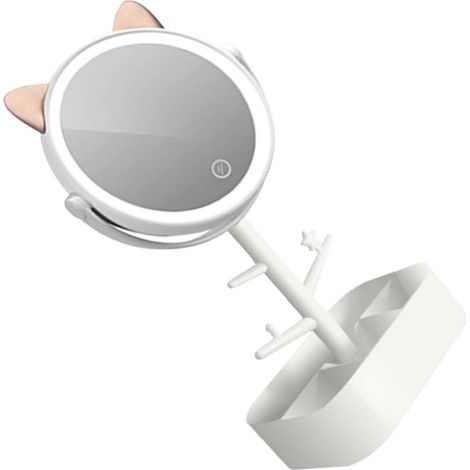 Miroir de maquillage LED intelligent à intensité variable avec étui de rangement (1/5)