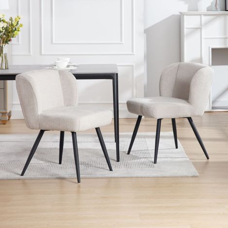Wahson Esszimmerstühle 2er Set aus Leinen, Modern Esszimmerstuhle gepolsterter mit Metallbeinen Essstühle Polsterstühle für Esszimmer Küche Wohnzimmer, Beige