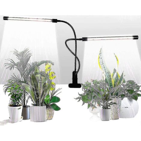 Lampe de croissance pour plantes, lumière du soleil, blanc 50 W, 84 LED, double tête, fixation par pince, minuterie 4/8/12 h, 5 niveaux d'intensité.-AquaForge (1/5)