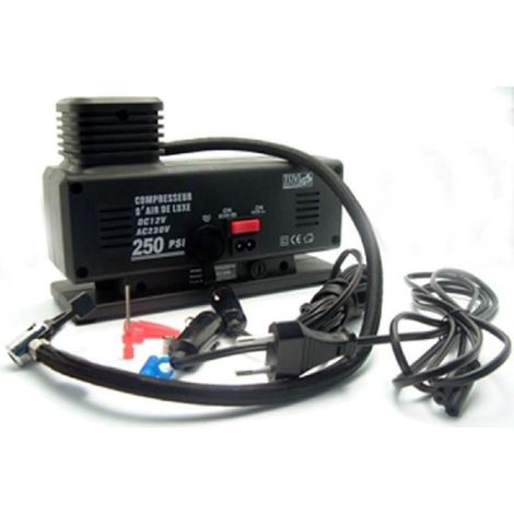 Compresseur 12-220V – Pression 250 PSi – Débit d’air élevé – Gonflage pneus et accessoires – Alimentation secteur et allume-cigare – Cartec (1/5)